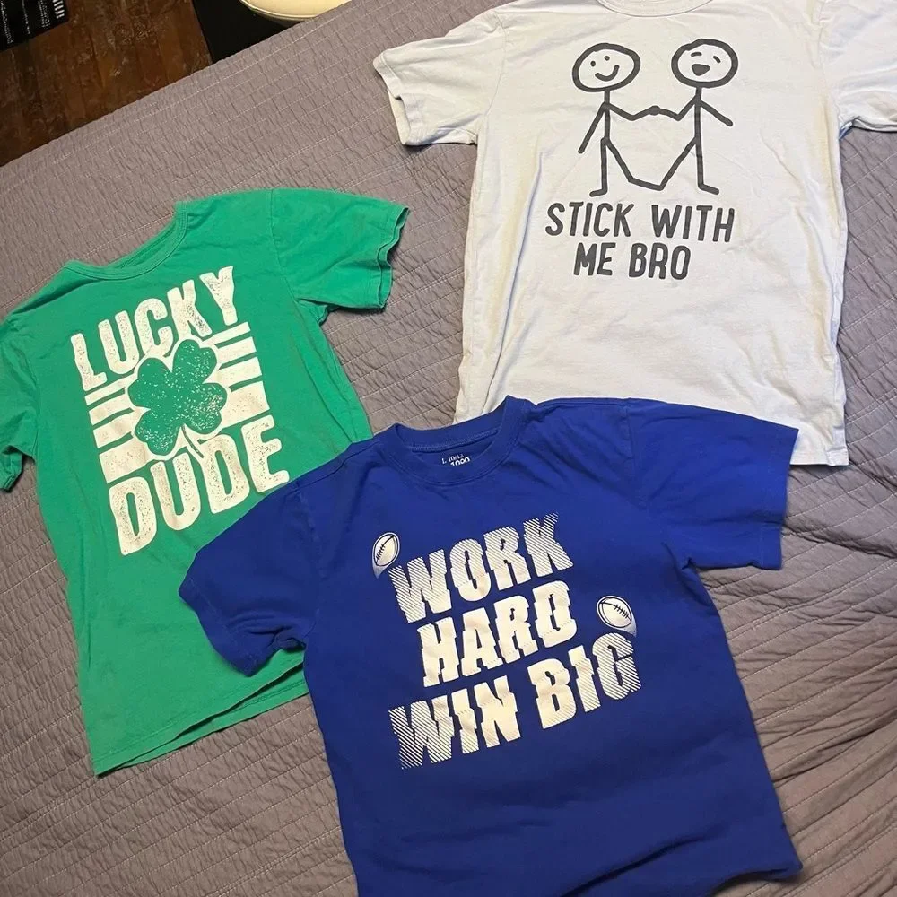 The Children's Place Graphic Tees (Lot of 3) - Green, Blue, White